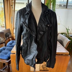 MUUBAA MONTERIA LEATHER BIKER JACKET BLACK US 10 (M)/ UK 14